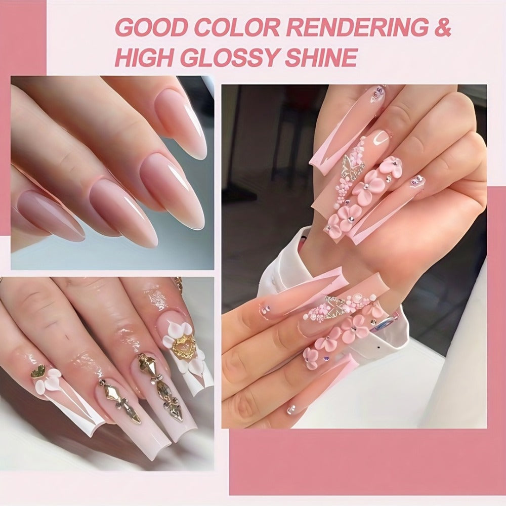 Six-Color Acrylic Nail Powder Set with Six 10g Jars in Light Nude, Pink and White Tones, Set 04
