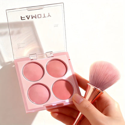 Four-Pan Blush and Face Makeup Palette with Brush Set in Three Exact Numbered Options for Daily Looks