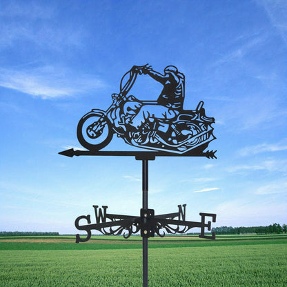 Weathervane | Metal Motorcycle Garden Yard Roof Wind Direction Decor