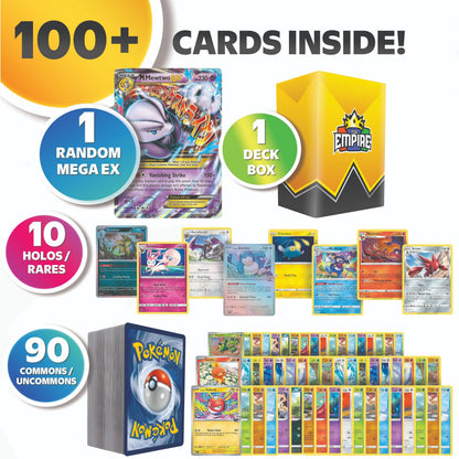 Trading Card Game 100-Plus Character Card Bundle with TCG Empire Storage Box and Multicolor Artwork