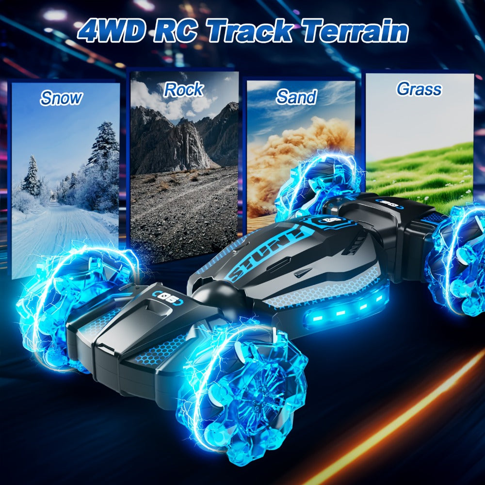 Remote Control Car, 1:24 Scale 8WD Stunt Racer with 2.4GHz Dual Remotes, 28KM/H Source Speed, LED Lights and Two Colors