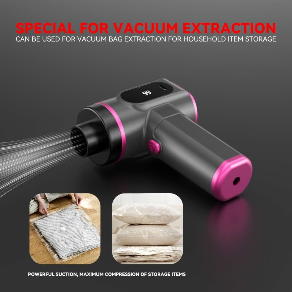 Cordless Handheld Vacuum Cleaner with Suction and Blowing Modes, USB-C Cable and Four Nozzle Attachments