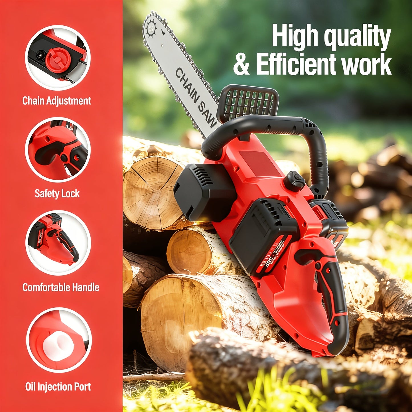 Cordless Brushless Chainsaw Kit with 12- or 16-Inch Guide Bar, Two Batteries, Charger and Cutting Accessories