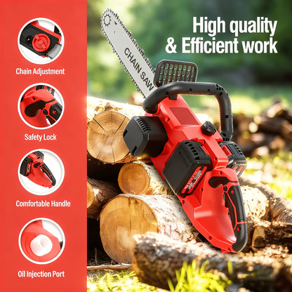 Cordless Brushless Chainsaw Kit with 12- or 16-Inch Guide Bar, Two Batteries, Charger and Cutting Accessories