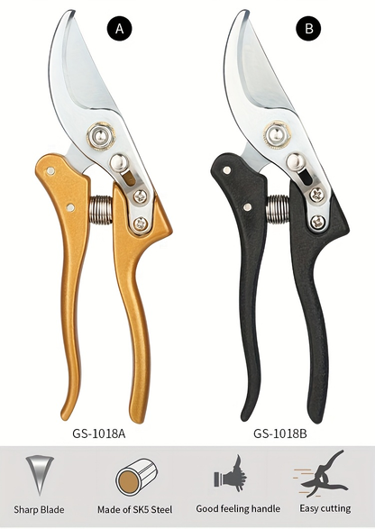 Japanese Gardening Shears Heavy Duty with Ergonomic Handle, Floral Scissors & Pruning Shears for Plant Trimming, Branch Cutting & Outdoor Garden Work – Gold & Black