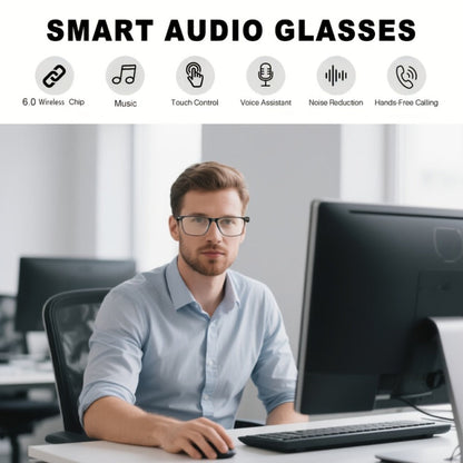 Anti-Blue Light Smart Audio Glasses Bluetooth 5.3 HiFi Open-Ear Wireless Calls Music Anti-UV Lens Noise Cancellation Rechargeable Unisex Outdoor Sports Wearable Tech Birthday Christmas Halloween Gift
