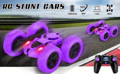 Remote Control Car, Double-Sided 360-Degree Flip Stunt Model with 2.4GHz Control, LED Lights and 1400mAh Battery