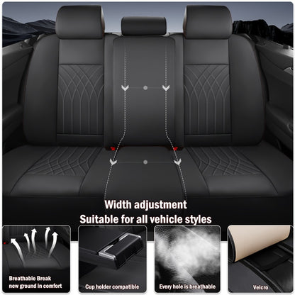 Waterproof Car Seat Covers Full Coverage PU Leather – Full Set for 2 or 5 Seats, Universal Fit Cars SUVs Trucks, Seat Protector Cushion, Black / Beige / Pink / Grey / Red