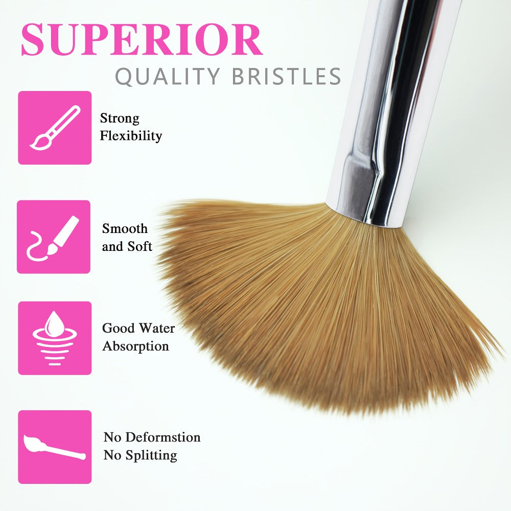 Rose-Red Acrylic Nail Brush with Cap in Exact Checkout Sizes #10, #12 or #14 and Pictured Flat-Shaped Tip