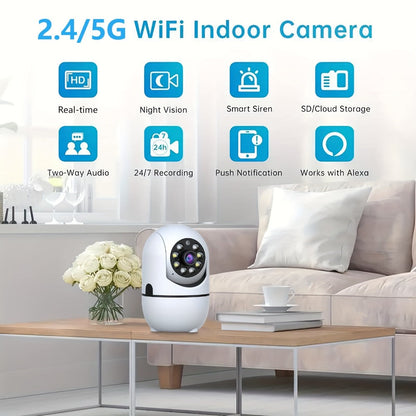 Indoor Security Camera 4-Pack with 355° Pan-Tilt, Dual-Band WiFi, Night Vision and Two-Way Talk