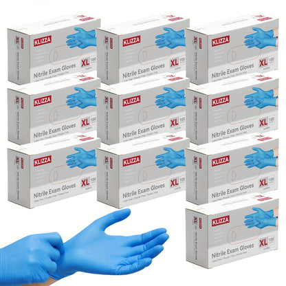 KLIZZA Blue Nitrile Disposable Gloves in 1000-Count Ten-Box Cases with Four Size Options from S to XL