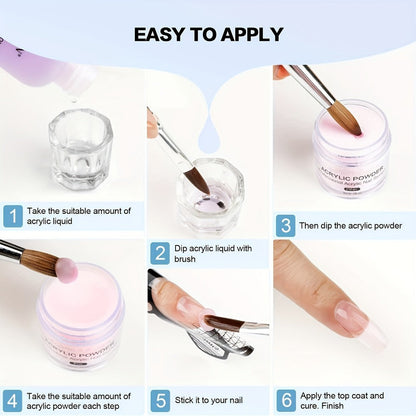 Acrylic Nail Kit for Beginners Nail Technicians with Professional Brush Tricolor Acrylic Powder Complete Starter Set for Practice Nail Extensions Salon Quality DIY Nails