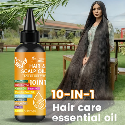 Hair Oil 10-in-1 100ml Pointed-Applicator Bottle with Ginger, Rosemary, Castor, Batana, Rice Water and Biotin