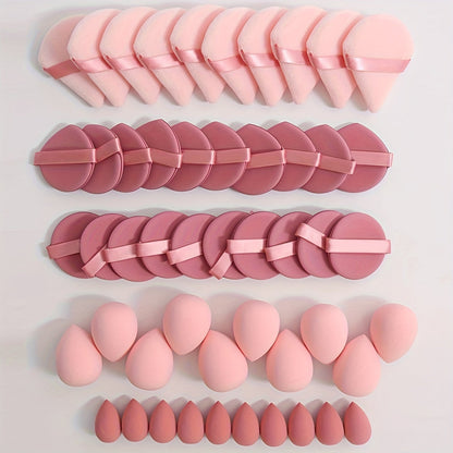 50-Piece Makeup Sponge and Cushion Puff Set with Mixed Shapes for Foundation, Concealer and Powder Blending