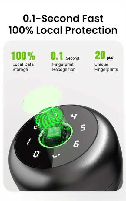 GHome Smart Lock Knob with Fingerprint & Keypad - USB-C Rechargeable, App-Controlled Keyless Entry, Auto-Lock, Passage & Privacy Mode, K10 / K10 PRO / K20 / KD03 PRO, for Home Bedroom Office