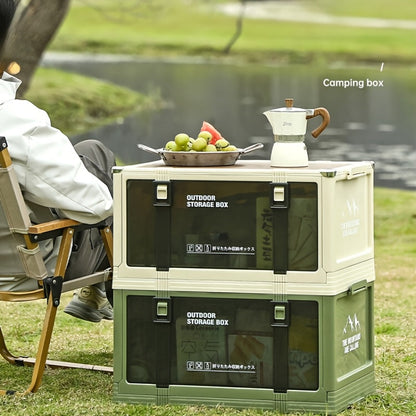 Collapsible Double-Door Storage Box in Black or Green, 16.93-Inch Width with Folding Flat Design