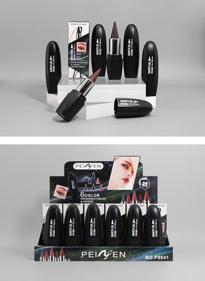 Six-Color Twist-Up Cream Liner Set for Makeup in Brown, Black and Red-Brown Shades with 3g Sticks
