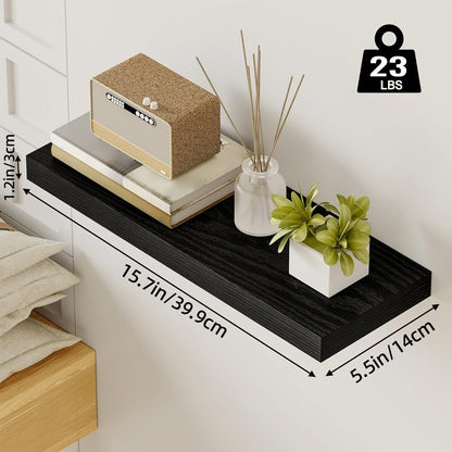 Floating Wall Shelf Set with Concealed-Style Brackets, Multiple Finishes and 4- or 6-Piece Options