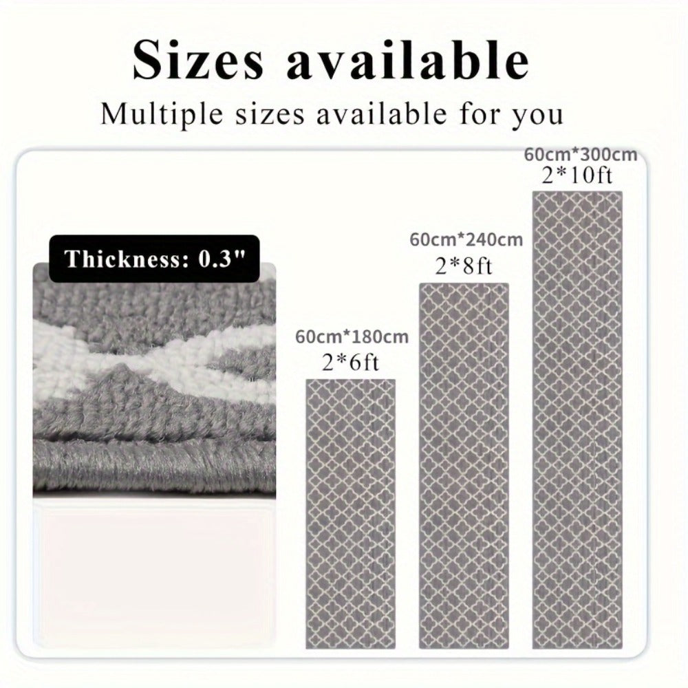 Moroccan Trellis Hallway Runner in Black or Gray with 2 × 6, 2 × 8 and 2 × 10 ft Size Options
