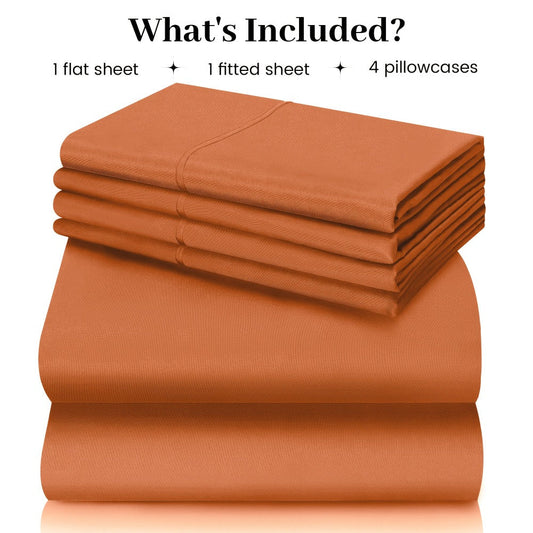 Bed Sheet Set California King 6-Piece Microfiber with 18-Inch Pocket and Sixteen Solid Color Choices