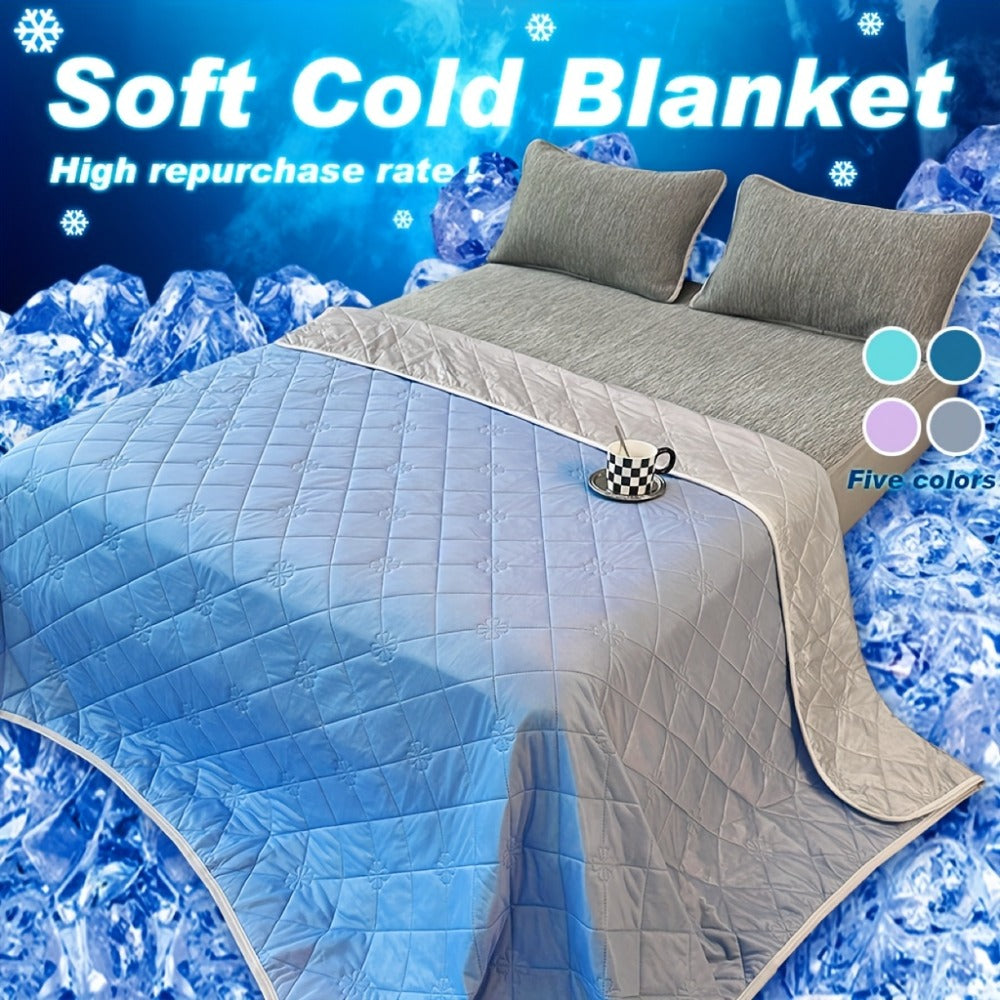 Cooling Blanket for Hot Sleepers – Lightweight Knit Acrylic Throw Blanket, Breathable Air-Cooled Comforter for Summer, Soft Moisture-Wicking Blanket in Throw Twin XL Queen King, Sky Blue Grey Lake Blue Light Green Purple