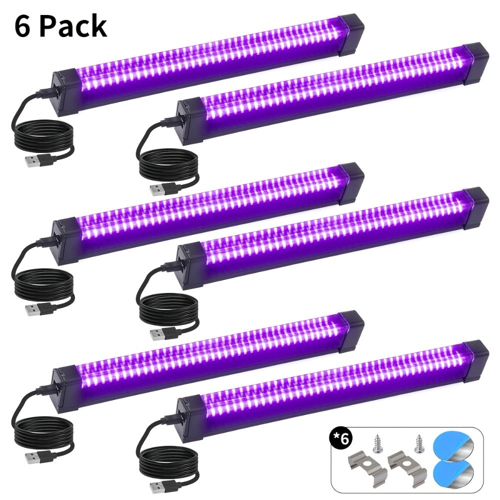Compact USB UV Black-Light Bar Set with Pictured LED Rows, Inline Controls and 5-, 6-, 7- or 8-Pack Options