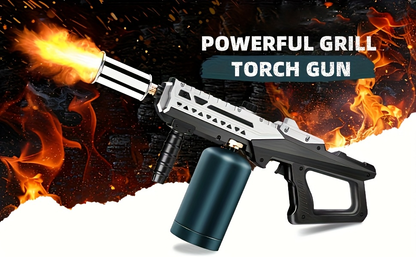 Long-Handle Propane Grill Torch with Adjustable Flame, Trigger Ignition and Silver-Black Finish