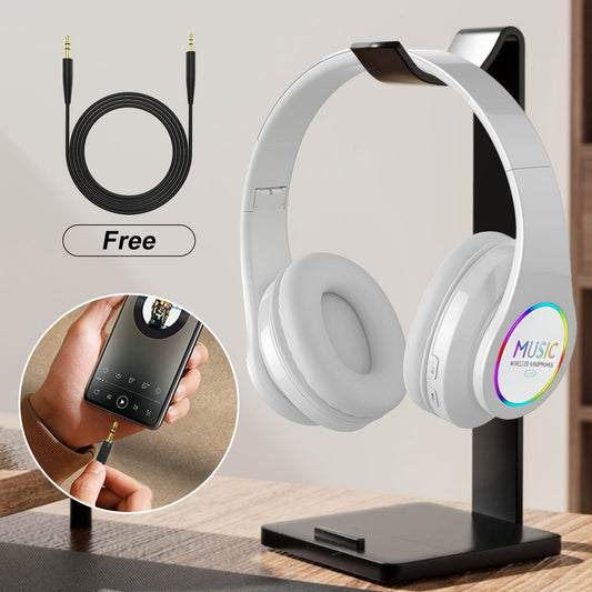 Noise Cancelling Foldable On-Ear Headphones Wireless Deep Bass Built-In Mic Lightweight Gaming Work Laptop Mobile Android iOS Gift for Dad Mom