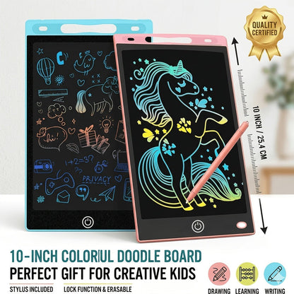 Two-Pack 10-Inch LCD Writing Tablets in Blue and Pink with Matching Styluses and Color-Line Screens