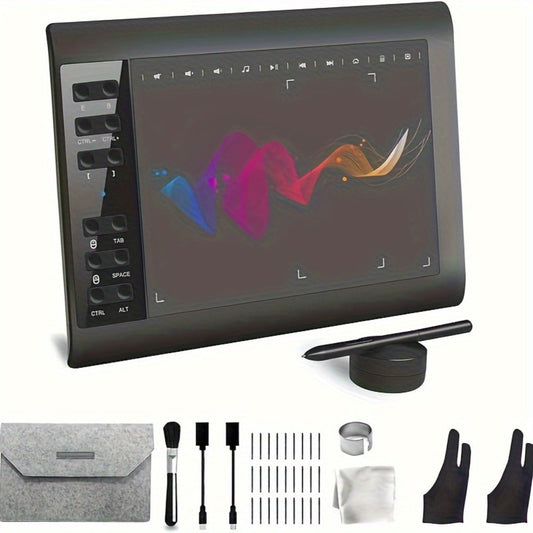 Graphics Drawing Tablet 10x6 Inch, 8192 Levels Pressure Sensitivity Battery-Free Stylus, 12 Programmable Shortcut Keys, 30 Replacement Tips, Tilt Support, Compatible with PC Mac Android – Digital Art, Illustration & Online Teaching
