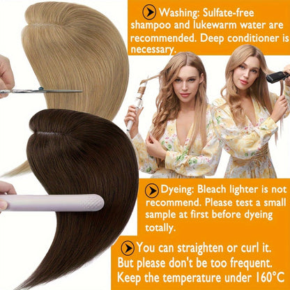 Clip-In Lace Hair Topper with 8 x 10 cm Base in Four Colors and 6-, 8-, 10-, 12- or 14-Inch Lengths