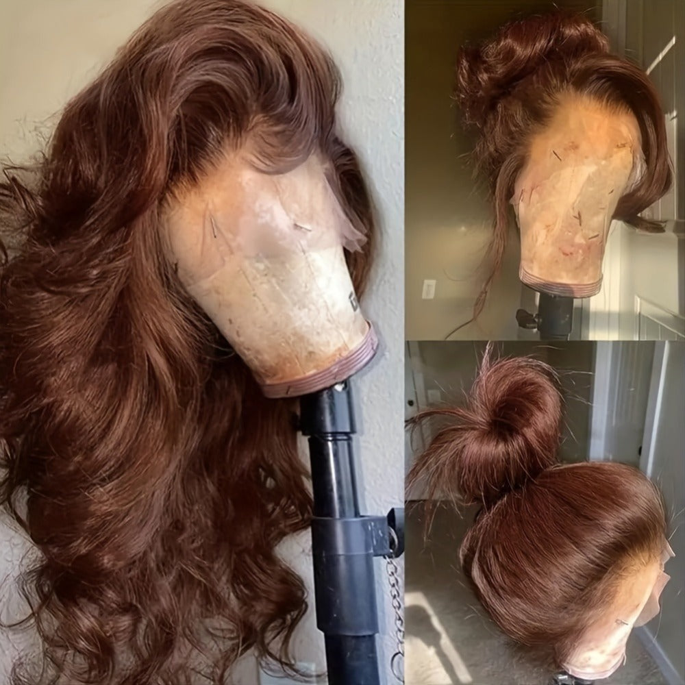 Body Wave Lace Front Wig Synthetic Glueless Heavy Density 26-34 Inch | Dark Brown Red Orange-Red Black Long Wavy Women Daily Wear Party Cosplay