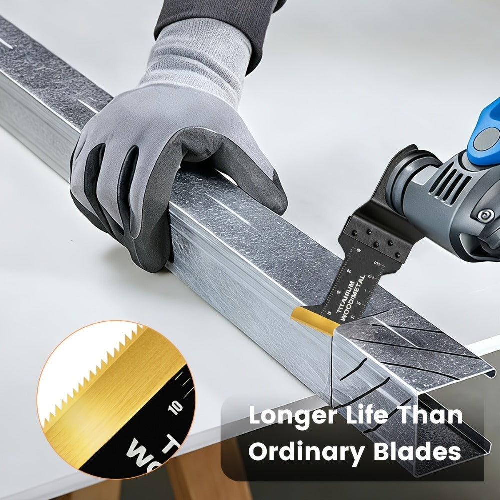 Oscillating Multi-Tool Blade Set with Titanium-Coated Quick-Release Blades in 18, 28 or 50-Piece Options