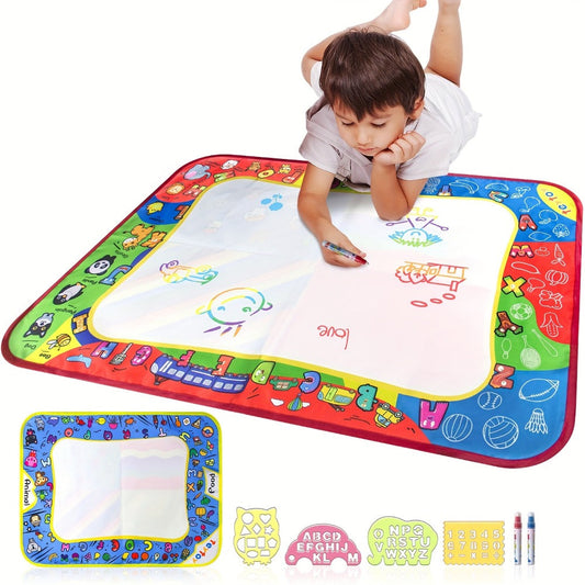 Water Doodle Mat for Toddlers Kids with 2 Water Pens – Reusable Mess-Free Large Drawing Pad Non-Toxic BPA-Free Educational Art Toy Gift for Boys Girls Ages 2-8 Birthday Christmas Easter