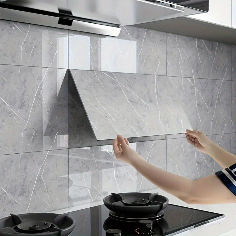 Peel and Stick Marble Wall Tiles - Self-Adhesive Waterproof Backsplash Panels for Kitchen Bathroom Living Room, Easy Install DIY Wall Sticker Decor (23.62"x11.81", 20/40 Pack)