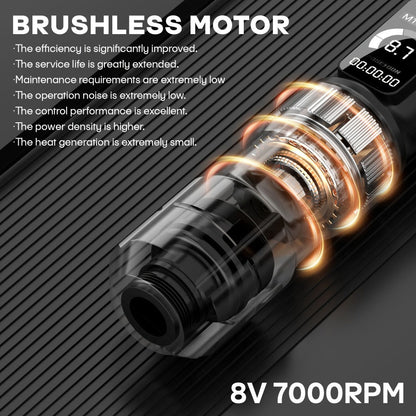 POSEIDON ZH03 Tattoo Kit with 2300mAh Adjustable-Stroke Pen, USB-C Charging, 20 Cartridges and 11 Inks