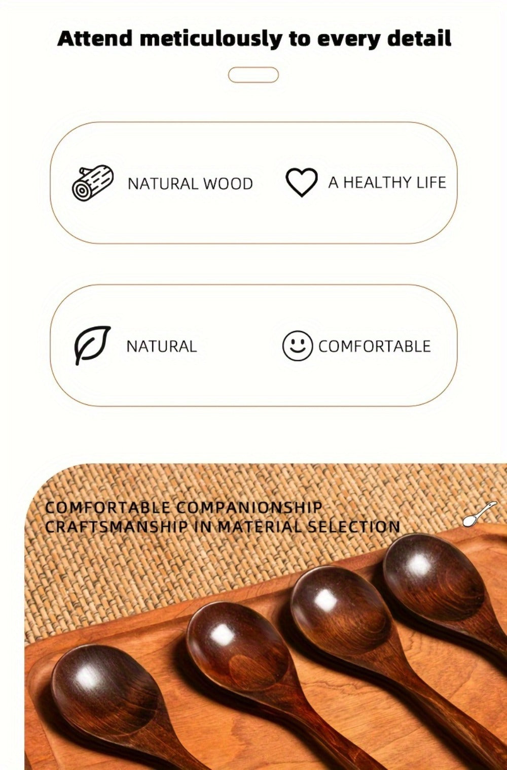Wooden Spoons for Eating 8pcs – 7.28 Inch Small Wood Teaspoons for Stirring Coffee, Tea, Honey, Cooking & Serving Soup Dessert, Wooden Spoon Set