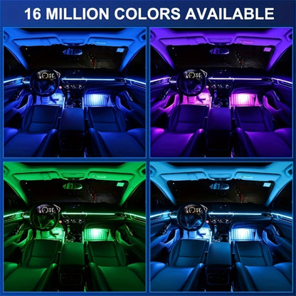 RGB Car Interior Lighting Kit 118" Fiber Optic USB App Control Music Sync Ambient Light Strip for Dashboard Door Decoration, Battery-Free Plug-and-Play Atmosphere Upgrade for Cars Trucks SUVs