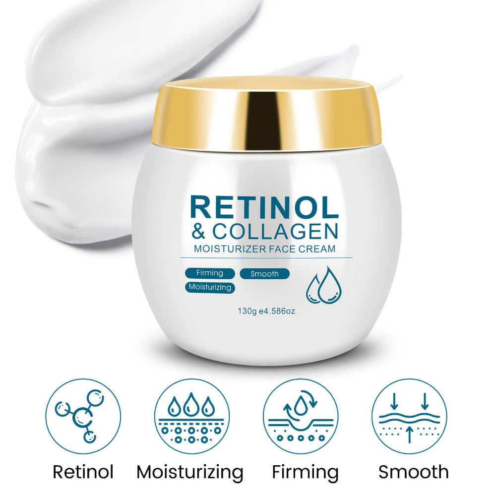 Face Cream Retinol Collagen 130g Jar or Face-and-Neck Cream Duo with Hyaluronic Acid and Vitamin E
