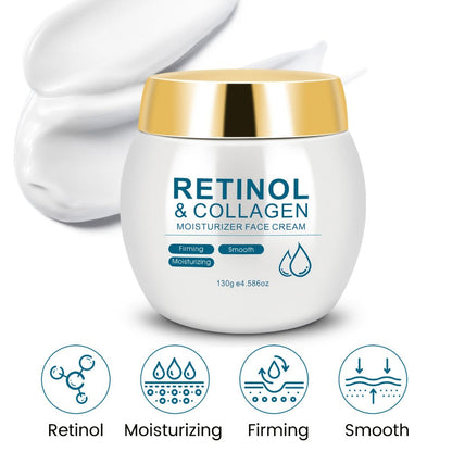 Face Cream Retinol Collagen 130g Jar or Face-and-Neck Cream Duo with Hyaluronic Acid and Vitamin E