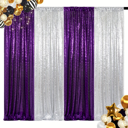 Sequin Backdrop Curtain 4 Panels 2FTx8FT – Shimmer Glitter Background for Wedding Party Photo Booth Decoration