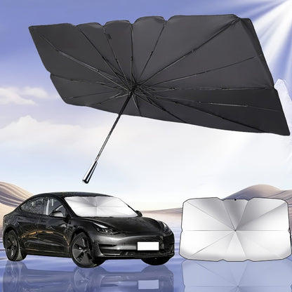 Windshield Sun Shade UV Protection | Auto Open & Fold One-Button, Fiberglass Skeleton, Opaque Insulation, Fits Most Cars SUVs Trucks, Front Window Visor Heat Blocker