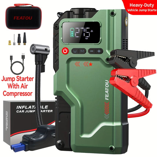 20000A Jump Starter with Air Compressor 150PSI Digital Tire Inflator – Portable Heavy-Duty Battery Pack Car Jumper Starter with USB-A & USB-C Charging for Gas & Diesel Engines (Enhanced Version)