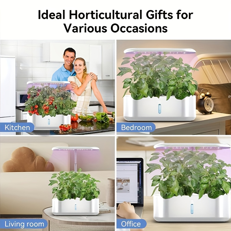 10-Pod Hydroponic Garden Kit with 24W LED Grow Light, Timer, One-Gallon Tank and Three Finishes