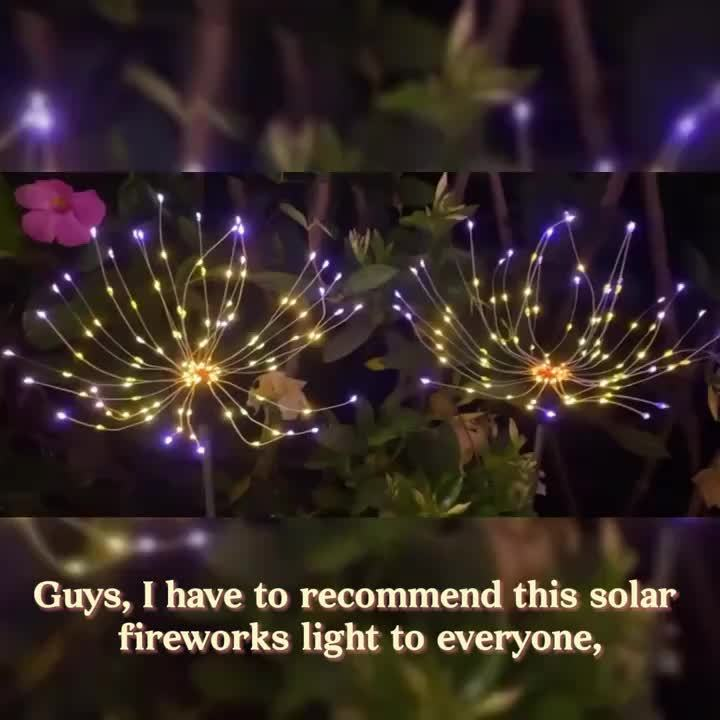 Solar Garden Lights Firework Stakes with 240-640 LEDs, 8 Modes, 4/8 Packs and Three Light Colors