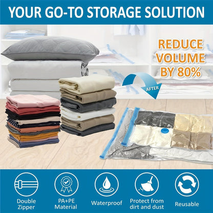 Vacuum Storage Bags Space Saver Bags for Clothes Comforters Bedding Travel Luggage – Extra Thick Jumbo Seal Bags 4pcs 8pcs 10pcs 12pcs 20pcs 30pcs