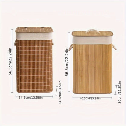 Upgrade or Ordinary Rectangular Collapsible Laundry Hamper with Slatted Body, Lid and Side Handles