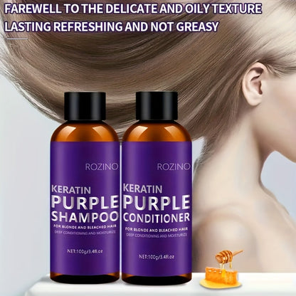 ROZINO-Labeled Purple Shampoo and Conditioner Two-Piece Set in 100g Bottles with Matching Presentation Box