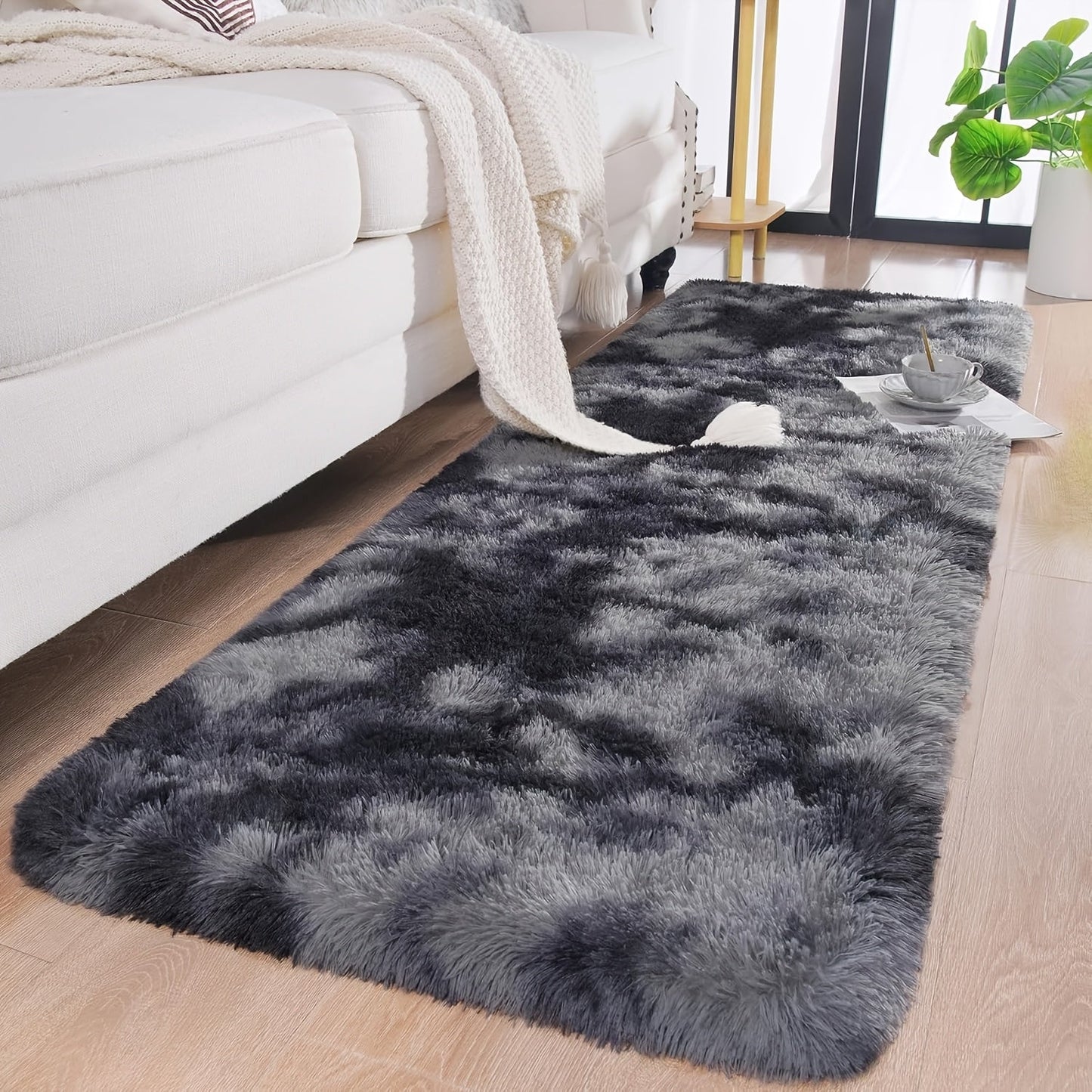 Area Rug Fluffy Tie-Dye Machine-Woven Mat at 1000 g/m² in Eight Colors and Three Indoor Sizes