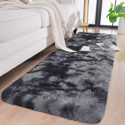 Area Rug Fluffy Tie-Dye Machine-Woven Mat at 1000 g/m² in Eight Colors and Three Indoor Sizes